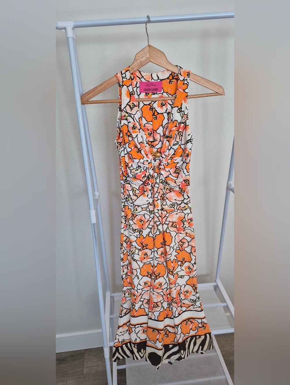 Y2K Roberto Cavalli Orange Floral Sleeveless Maxi Dress